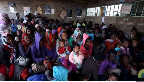 Overcrowded Refugee Reception Centre